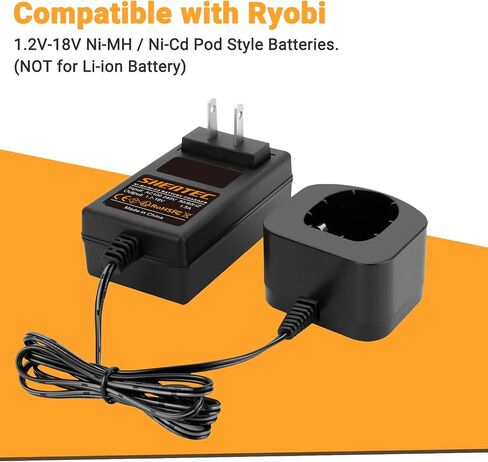 Shentec 1.2V-18V Multivolt Charger Compatible with Ryobi 7.2V 9.6V 12V 14.4V 18V Ni-MH/Ni-Cd Pod Style Battery (NOT for Li-ion Battery) in Saudi Arabia