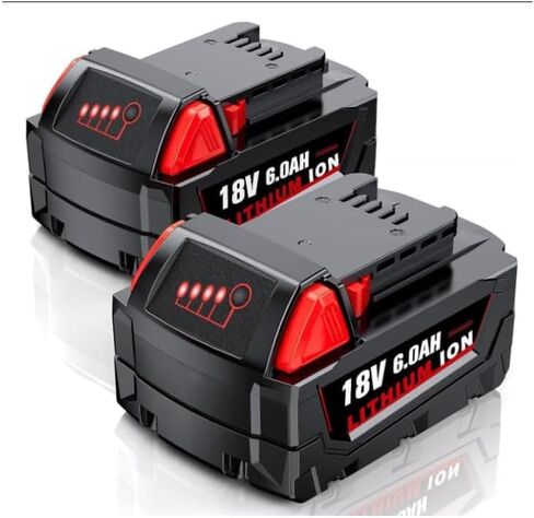 Replacement for Milwaukee M18 Battery, 6000mAh 18V Lithium High-Capacity Batteries Compatible with M18 Cordless Power Tools and Charger 48-11-1850 48-11-1860 48-11-1828 48-11-1815 48-11-1822 (2PACK) in Saudi Arabia