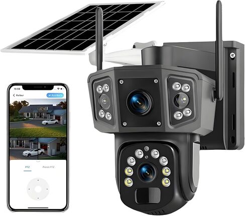كاميرا مراقبة خارجية ببطارية طاقة شمسية بدقة 8 ميجابكسل بدقة 4K عالية الدقة مع خاصية اكتشاف الإنسان، وصوت واضح، وتخزين 256 جيجا، وغبار IP55، للمحترفين in Kuwait