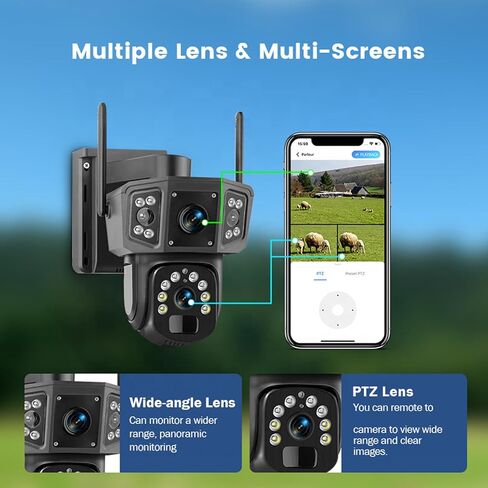 كاميرا مراقبة خارجية ببطارية طاقة شمسية بدقة 8 ميجابكسل بدقة 4K عالية الدقة مع خاصية اكتشاف الإنسان، وصوت واضح، وتخزين 256 جيجا، وغبار IP55، للمحترفين in Kuwait