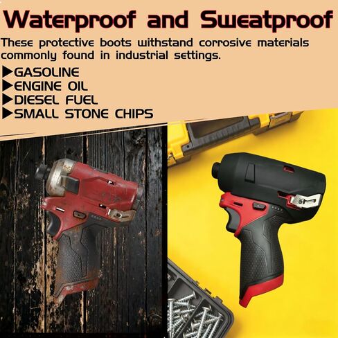 غطاء حذاء واقي مطاطي 49-16-2551 متوافق مع Milwaukee M12 FUEL 2551-20 1/4" Stubby Impact Driver (عبوة واحدة) (أسود) in Kuwait