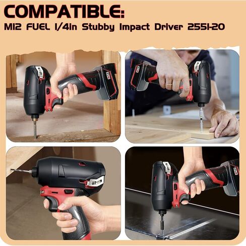 غطاء حذاء واقي مطاطي 49-16-2551 متوافق مع Milwaukee M12 FUEL 2551-20 1/4" Stubby Impact Driver (عبوة واحدة) (أسود) in Kuwait