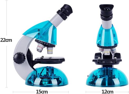مجهر الطالب المبتدئ 1000X يمكن توصيل مجهر الأطفال بفتحة عينية للهاتف المحمول (WF10X-WF25X) عدسة موضوعية (4X/10X/40X) ذراع عدسة عينية بزاوية 45 درجة تعمل بالبطارية 15x12x22 سم (أخضر) in Kuwait