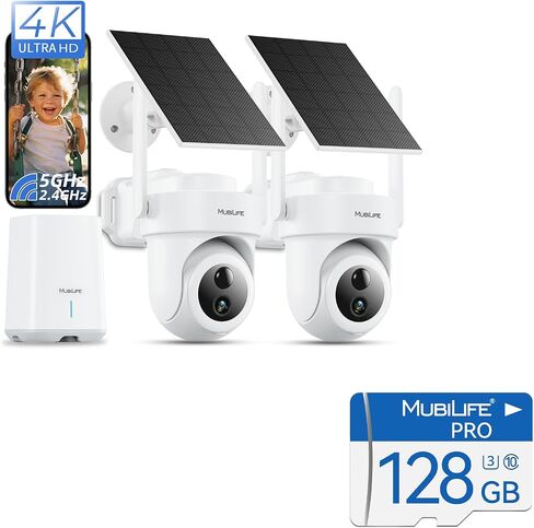MUBILIFE 4K Solar-Powered Wireless Outdoor Security Camera 2-Pack with SD Card（Using SD Cards in HomeBase） in Saudi Arabia