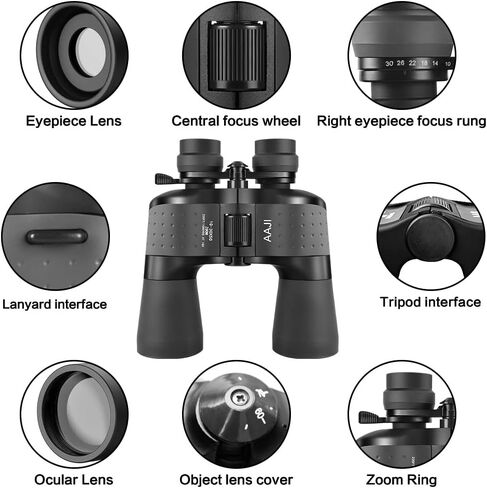 10-30X50 Zoom Binoculars, HD Professional/Waterproof Fogproof Binoculars for Adults, with Low Light Night Vision, Durable and Clear FMC BAK4 Prism Lens, for Birds Watching Hunting Traveling Outdoor in Saudi Arabia