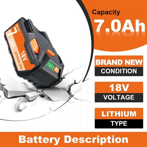 PDstation 2Pack 7.0Ah R840087 استبدال الليثيوم لبطارية Ridgid 18V متوافقة مع بطارية Ridgid 18V R840085 R840087 R840083 R840086 R840089 AC840085 AC840086 أدوات الحفر اللاسلكية in Saudi Arabia