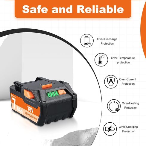 PDstation 2Pack 7.0Ah R840087 استبدال الليثيوم لبطارية Ridgid 18V متوافقة مع بطارية Ridgid 18V R840085 R840087 R840083 R840086 R840089 AC840085 AC840086 أدوات الحفر اللاسلكية in Saudi Arabia