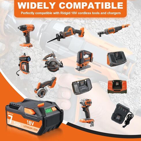 PDstation 2Pack 7.0Ah R840087 استبدال الليثيوم لبطارية Ridgid 18V متوافقة مع بطارية Ridgid 18V R840085 R840087 R840083 R840086 R840089 AC840085 AC840086 أدوات الحفر اللاسلكية in Saudi Arabia