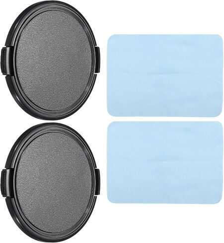 Camera Lens Cap, 2 Pack Sides Pinch Front Lens Cover with Microfiber Cleaning Cloth for 72mm Thread Universal DSLR Lenses, Black for Nikon, for Fujifilm, for Pentax, for Leica in Saudi Arabia