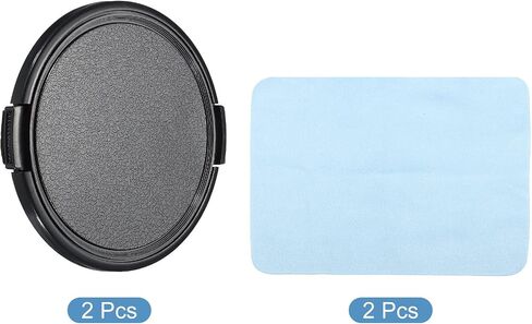 Camera Lens Cap, 2 Pack Sides Pinch Front Lens Cover with Microfiber Cleaning Cloth for 72mm Thread Universal DSLR Lenses, Black for Nikon, for Fujifilm, for Pentax, for Leica in Saudi Arabia