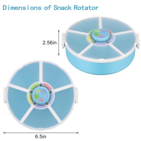 صندوق الوجبات الخفيفة القابل لإعادة الاستخدام مع حاوية دوارة للوجبات الخفيفة مع موزع وغطاء مكون من 5 أقسام، وغطاء فتح مطابق للألوان، خالٍ من مادة BPA وPVC، للمنزل والمدرسة والسفر (عبوة واحدة - أزرق) in Kuwait