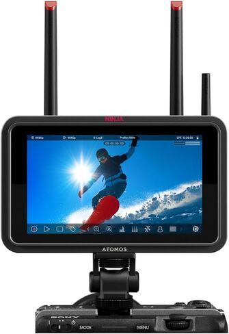 جهاز تسجيل شاشة Atomos Ninja TX مقاس 5 بوصات 1500nit مع مجموعة طاقة عالمية لالتقاط RAW بدقة 8K (14 عنصرًا) in Saudi Arabia