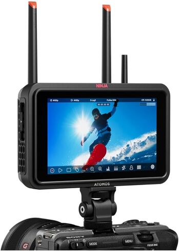 جهاز تسجيل شاشة Atomos Ninja TX مقاس 5 بوصات 1500nit مع مجموعة طاقة عالمية لالتقاط RAW بدقة 8K (14 عنصرًا) in Saudi Arabia