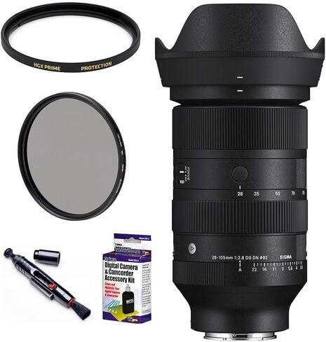 عدسة سيجما 28-105 ملم f/2.8 DG DN Art لحزمة Sony E، تتضمن: فلاتر للأشعة فوق البنفسجية وCPL، وقلم عدسة ومجموعة تنظيف العدسات (5 عناصر) in Saudi Arabia