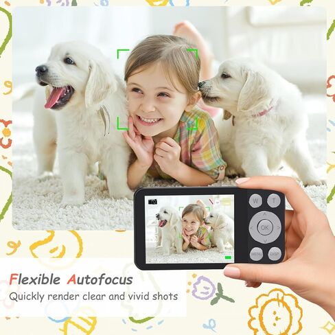 Digital Camera Kids UHD 4K : 64MP Point and Shoot Cameras with 18X Zoom - 64GB Compact Small Vintage Camera for Boys Girls Teens Beginners, Portable Pocket Photography Vlogging Cameras, Black in Saudi Arabia