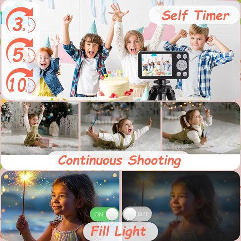 Digital Camera Kids UHD 4K : 64MP Point and Shoot Cameras with 18X Zoom - 64GB Compact Small Vintage Camera for Boys Girls Teens Beginners, Portable Pocket Photography Vlogging Cameras, Black in Saudi Arabia