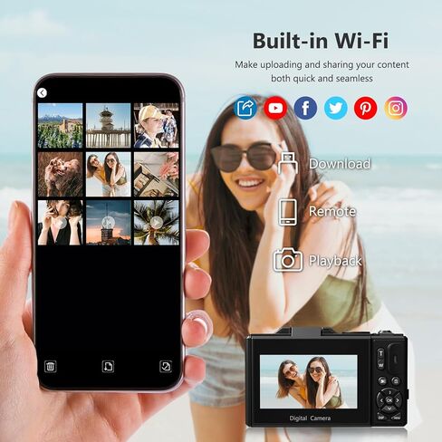 كاميرا رقمية بدقة 1080 بكسل عالية الدقة للأطفال مع تكبير 16X | كاميرا مدمجة مضادة للاهتزاز للأولاد والبنات in Kuwait