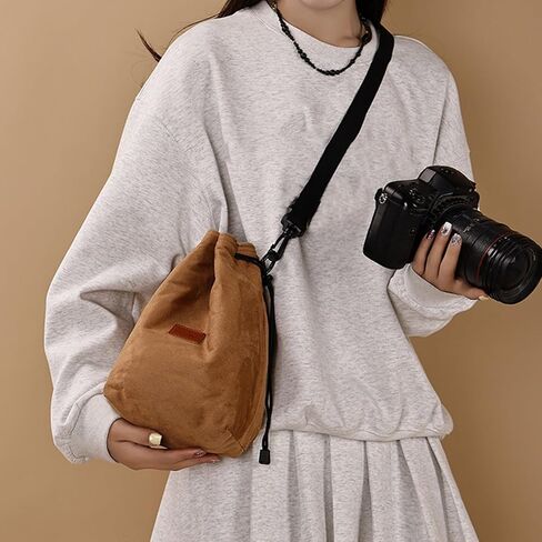 Camera Case Drawstring Bag Vintage DSLR Camera Bag Soft Lens Case with Shouder Strap for Traveling Camera Storage Case in Saudi Arabia