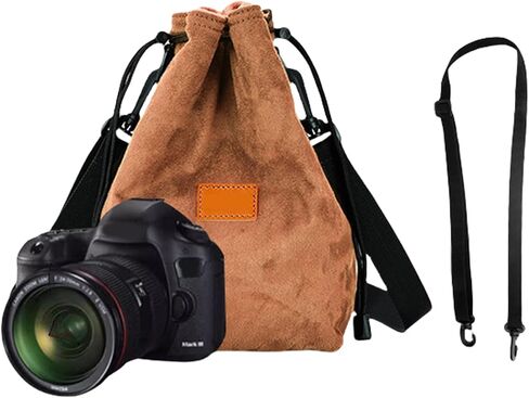 حقيبة كاميرا برباط حقيبة كاميرا DSLR كلاسيكية حقيبة عدسة ناعمة مع حزام كتف للسفر حقيبة تخزين الكاميرا in Saudi Arabia