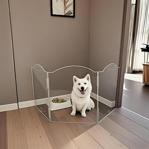 Clear Acrylic Dog Gate for Indoor Use – 2 Panel Pet Gate for Doorways, No Drilling, Foldable Dog Barrier,Foldable Doggy Cat Fence with Support Feet for Home, Stairs, and Puppy Playpen in Saudi Arabia