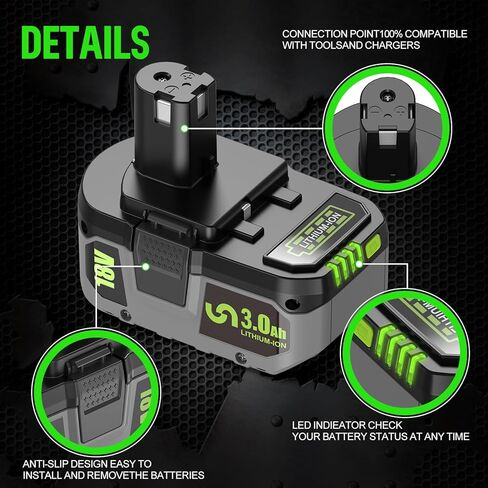 18v 3.0Ah Replacement Battery for Ryobi 18V Battery Lithium-ion Compatible with Ryobi 18volt Cordless Tool for ONE+ P108 P107 P105 P104 P103 P102 P122 Batteries in Kuwait