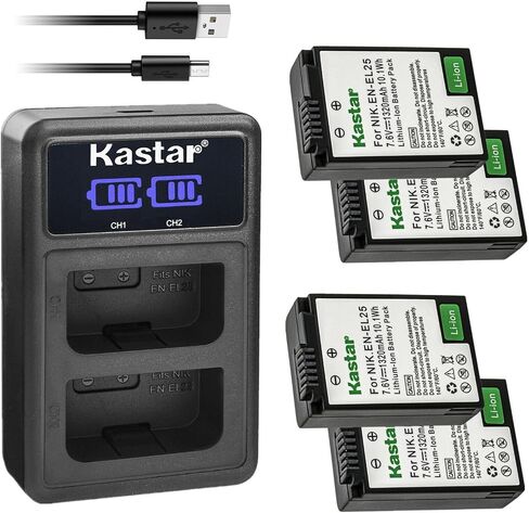 شاحن USB مزدوج Kastar متوافق مع كاميرا Nikon EN-EL25، EN-EL25a، بطارية 4241، شاحن MH-32، سلسلة Z، Z50، Z FC كاميرا رقمية بدون مرآة in Saudi Arabia
