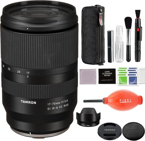 عدسة Tamron مقاس 17-70 مم f/2.8 Di III-A VC RXD لـ FUJIFILM مع ملحقات بكسل متقدمة وحزمة سفر (ضمان الولايات المتحدة الأمريكية لمدة 6 سنوات) | عدسة فوجي فيلم 17-70 ملم in Saudi Arabia