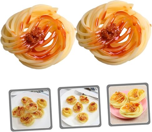 Sosoport 2pcs Realistic Fake Spaghetti Models for Restaurant Display Simulated Meat Paste Pasta Decoration PVC Props for Kitchen and Photography in Saudi Arabia