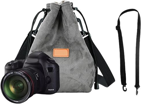 Camera Case Drawstring Bag Vintage DSLR Camera Bag Soft Lens Case with Shouder Strap for Traveling Camera Storage Case in Saudi Arabia