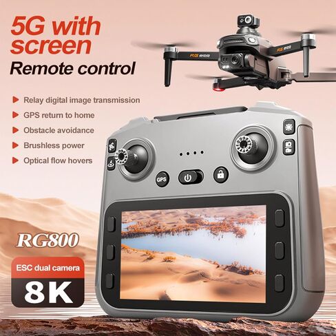 طائرة بدون طيار مع كاميرا للبالغين فيديو 8K، محور ثلاثي المحاور و5 جيجا هرتز FPV، رحلة 60 دقيقة (بطاريتان)، أقل من 240 جرام، محرك بدون فرشاة قابل للطي، إرجاع تلقائي، محمول للبالغين/المبتدئين (3 بطاريات) in Kuwait