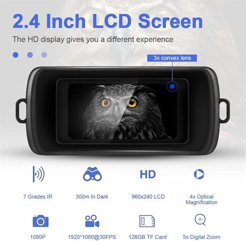 نظارات ياردجو للرؤية الليلية، مناظير رقمية للرؤية الليلية بالأشعة تحت الحمراء 1080 بكسل للبالغين، نطاق رؤية ليلية مع تكبير رقمي 5X، 7 مستويات من الأشعة تحت الحمراء، نظارات الأشعة تحت الحمراء القابلة لإعادة الشحن للتخييم والصيد (R6) in Kuwait