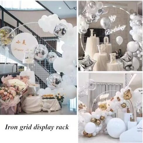 Black Round Backdrop Stand with Metal Mesh Grid - 120cm Flower Balloon Arch Frame for Wedding, Garden Party, Event Photo Booth Decoration in Saudi Arabia
