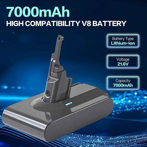 Upgraded V8 Battery Replacement, 6.0Ah Battery Replacement for Dyson V8 Animal Absolute Motorhead Fluffy SV10 Handheld Vacuum Cleaner, Cordless Vacuum Cleaner Parts in Saudi Arabia
