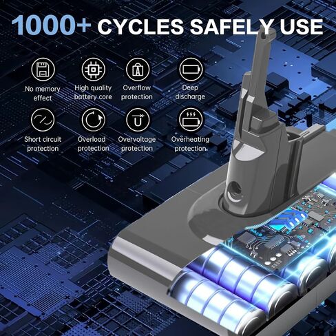 Upgraded V8 Battery Replacement, 6.0Ah Battery Replacement for Dyson V8 Animal Absolute Motorhead Fluffy SV10 Handheld Vacuum Cleaner, Cordless Vacuum Cleaner Parts in Saudi Arabia