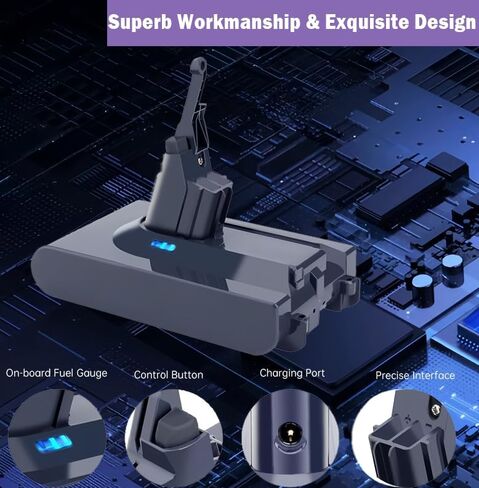 Upgraded V8 Battery Replacement, 6.0Ah Battery Replacement for Dyson V8 Animal Absolute Motorhead Fluffy SV10 Handheld Vacuum Cleaner, Cordless Vacuum Cleaner Parts in Saudi Arabia
