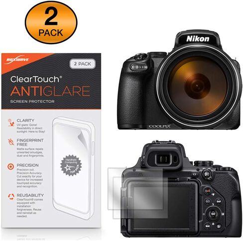 واقي شاشة BoxWave متوافق مع Nikon Coolpix P1000 - ClearTouch مضاد للتوهج (عبوتان)، غلاف غشاء غير لامع مضاد لبصمات الأصابع لهاتف Nikon Coolpix P1000 in Kuwait