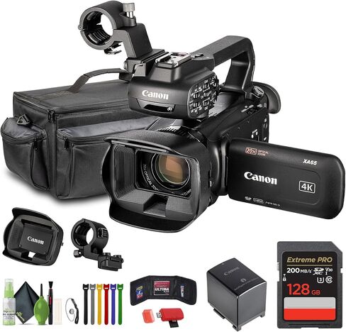 Canon XA65 PAL Professional UHD 4K Camcorder Bundle with 128GB Memory Card + Carrying Case + Cleaning kit in Saudi Arabia