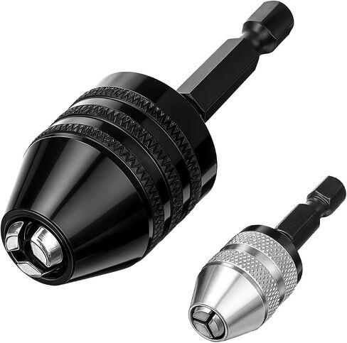 2 PCS Keyless Drill Chuck for Impact Driver, 1/4 Inch Hex Shank Drill Chuck Fast Change Converter Extension Drills Bit Adapter Keyless Chucks, Chucks Conversion Adapter in (0.6-8mm,0.3-3.6mm) in Saudi Arabia