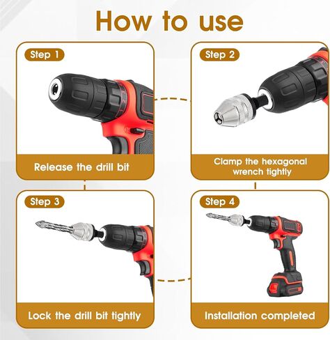 2 PCS Keyless Drill Chuck for Impact Driver, 1/4 Inch Hex Shank Drill Chuck Fast Change Converter Extension Drills Bit Adapter Keyless Chucks, Chucks Conversion Adapter in (0.6-8mm,0.3-3.6mm) in Saudi Arabia