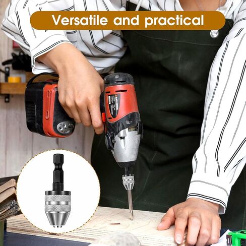 2 PCS Keyless Drill Chuck for Impact Driver, 1/4 Inch Hex Shank Drill Chuck Fast Change Converter Extension Drills Bit Adapter Keyless Chucks, Chucks Conversion Adapter in (0.6-8mm,0.3-3.6mm) in Saudi Arabia
