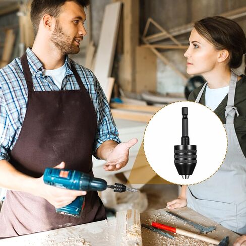 2 PCS Keyless Drill Chuck for Impact Driver, 1/4 Inch Hex Shank Drill Chuck Fast Change Converter Extension Drills Bit Adapter Keyless Chucks, Chucks Conversion Adapter in (0.6-8mm,0.3-3.6mm) in Saudi Arabia
