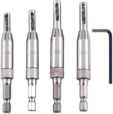4pcs/Set Self Centering Hinge Drill Bits Set Door Cabinet Pilot Holes HSS Hex Recess in Saudi Arabia