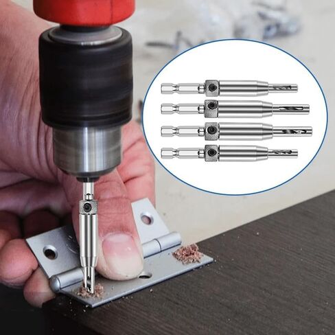4pcs/Set Self Centering Hinge Drill Bits Set Door Cabinet Pilot Holes HSS Hex Recess in Saudi Arabia