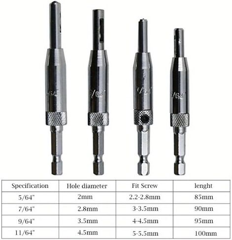 4pcs/Set Self Centering Hinge Drill Bits Set Door Cabinet Pilot Holes HSS Hex Recess in Saudi Arabia