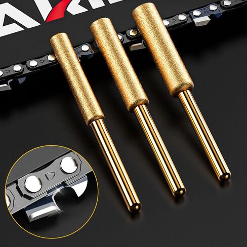 10-Pc Silver Diamond Chainsaw Sharpener Set, Titanium Coated Corundum Grinding Bits, Rotary Tool Burr Stone Files for Chain Saw, Jade, Glass, Metal, Wood Sharpening in Saudi Arabia