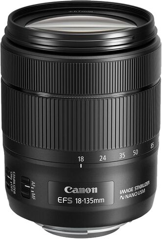 Canon EF-S 18-135mm f/3.5-5.6 is USM Lens for Canon EF-S-Mount APS-C DSLRs + Lens Case + 3 PC Filters + Hood + Dust Blower + Sensor Brush Pen + Cap Keeper + More (12pc Bundle), Black (Renewed) in Saudi Arabia