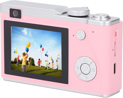 Digital Camera, 1080P HD Camera, 48MP Front Rear Dual Lens with 16X Zoom, Auto Beauty Filter, 2.4 Inch Screen Autofocus, for All Ages (Rose Gold) in Kuwait