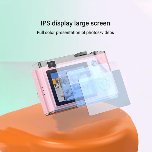 Digital Camera, 1080P HD Camera, 48MP Front Rear Dual Lens with 16X Zoom, Auto Beauty Filter, 2.4 Inch Screen Autofocus, for All Ages (Rose Gold) in Kuwait