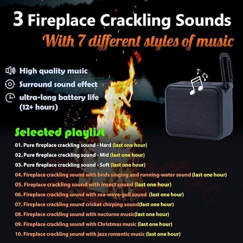 Fireplace Crackler Sound Box for Gas or Electric Fireplace,Realistic Rechargeable Fire Crackling Sound Machine,Small and Portable,Fire Crackler Sound System,Fire Noise for Sleep in Saudi Arabia