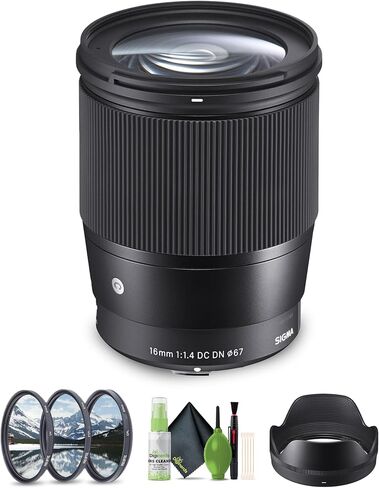 مجموعة عدسات سيجما 16 ملم f/1.4 DC DN المعاصرة لـ Sony E Mount (MFR Part # 402965). مثالية للصور الاحترافية وحفلات الزفاف والمغامرات الداخلية والخارجية والحياة البرية والسفر واستخدام الصور + الملحقات in Kuwait